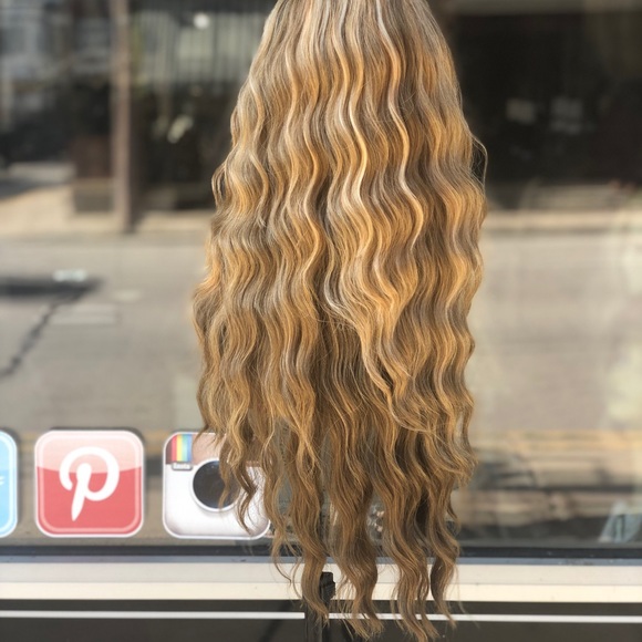 Blonde mix Beach waves Lacefront Wig 2029 main image 7